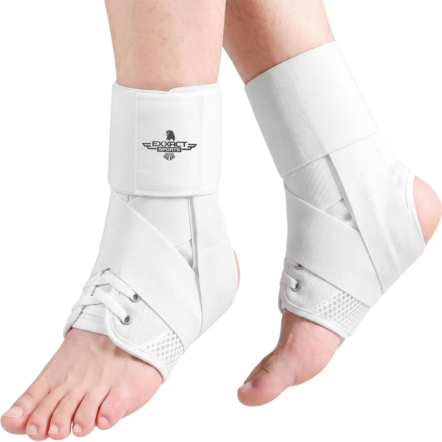 Exxact Sports Ankle Brace Adjustable Lace Up Ankle Brace for Running, Sprain,Basketball, Injury Recovery, Ankle Support Brace and Stabilizer for Men, Women, and Children