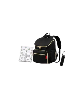 3-in-1 Diaper Bag Backpack Set with Changing Pad & Stroller Hooks – Large Capacity Waterproof Baby Travel Bag for Moms