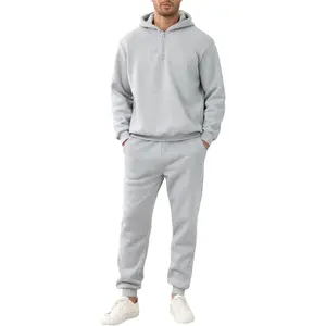 Men's Tracksuits Long Sleeve Casual Sweatsuits Quarter Zip Hoodie With Track Pants 2 Piece Outfits