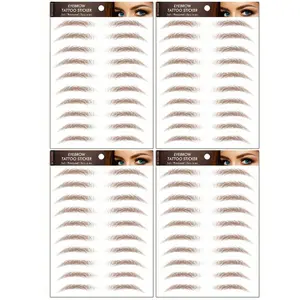 Set of 4 Realistic Eyebrows, Waterproof Long-Lasting Tattoo Stickers, Natural Look for Women, Easy to Apply