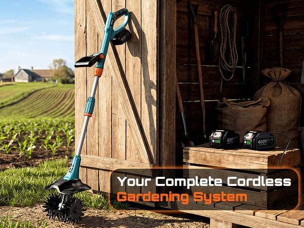 SEESII Electric Tiller for Gardening, 360 RPM Rototiller Cordless Cultivator, Total 8000mAh Battery Powered Garden Tiller 4 Pcs Blades for Smooth Tilling, Handheld Tiller for Raised Garden Beds Outdoorfun#SummerVibes SEESII Electric Tiller for Gardening, 360 RPM Rototiller Cordless Cultivator, Total 8000mAh Battery Powered Garden Tiller 4 Pcs Blades for Smooth Tilling, Handheld Tiller for Raised Garden Beds Outdoorfun#SummerVibes