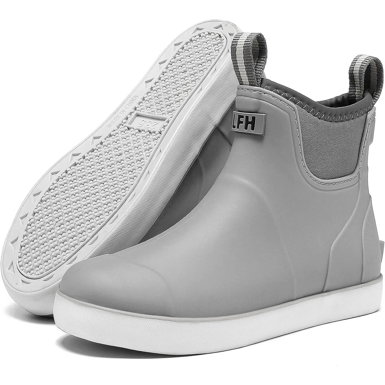 Women's Waterproof Round Toe Deck Rain Boots - Anti-Slip Sole, Ankle Support, Casual Outdoor Shoes for Rainy Days, Boating