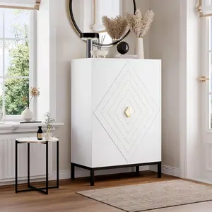 Vividwood Wooden Shoe Cabinet with Doors, 5-Tier Shoe Storage Cabinet with Adjustable Shelves, Narrow Shoe Rack Organizer Cabinet for Entryway, Hallway