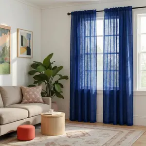 Summer Vibes, 52x84 Inch 2pcs Sheer Curtains for Living Room Bedroom Linen Sheer Curtains, Rod Pocket Luxury Blocks 50% of light Curtains for Windows Apartment L39