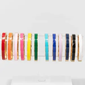 Colorful Enamel Bangle Bracelets Set of 12 Vibrant Colors for Women's Fashion Accessory