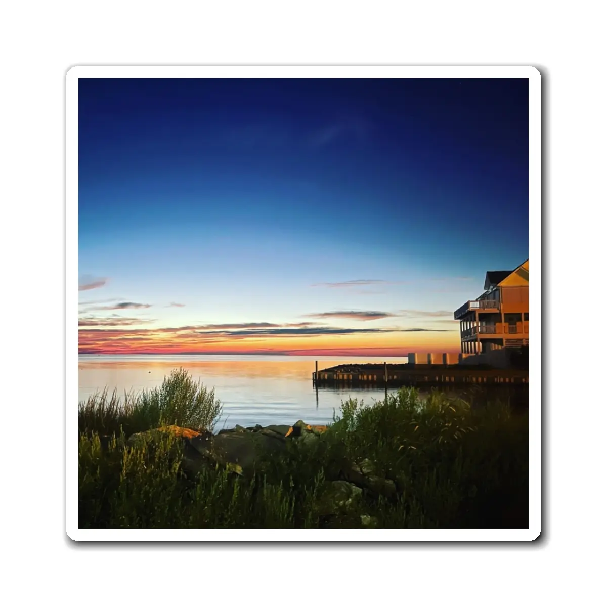 Sunset Coastal Pier Vinyl Refrigerator Magnet - Lightweight, Magnetic Home Decor, Room Decor for Multifunctional Home Use, Polyvinyl Chloride (Pvc)
