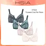 【4 Pack】HSIA Enchante Floral Lace Bra Plus Size Underwire Unlined Unpadded Minimizer Full Coverage Bra Women's Wear Comfortable Breathable Mesh Cup Bra Set