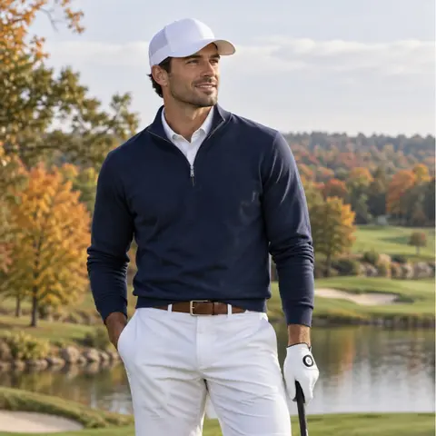 ROUWELL Men's Quarter-Zip Plain Athletic Pullover Sweatshirt - Menswear, Casual Cozy Sweatshirt, All-Seasons Ribbed Cotton Blend, Soft Breathable, Polo Collar, Long Sleeve Layering Top, Wrinkle-Free, Hemmed, Machine Washable Sports Outerwear