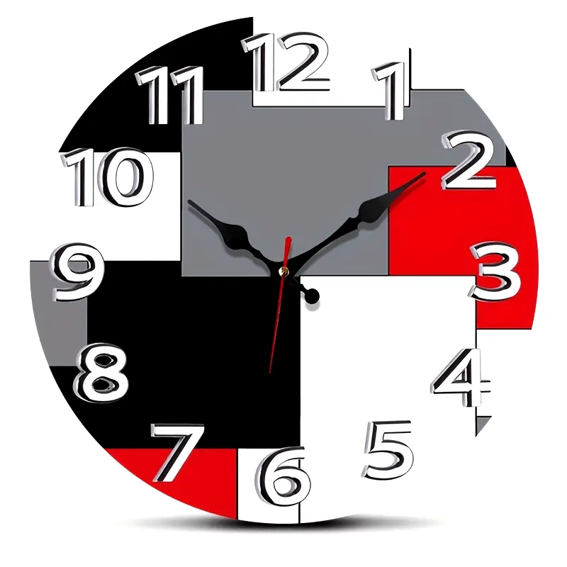 1pc, Creative Fashion Wall Clock, Minimalist Creative Clock, Silent Quartz Round Wooden Clock, Suitable for Bedroom Living Room Office Kitchen Bathroom Decoration, Battery Powered (Battery Not Included) 12x12inch
