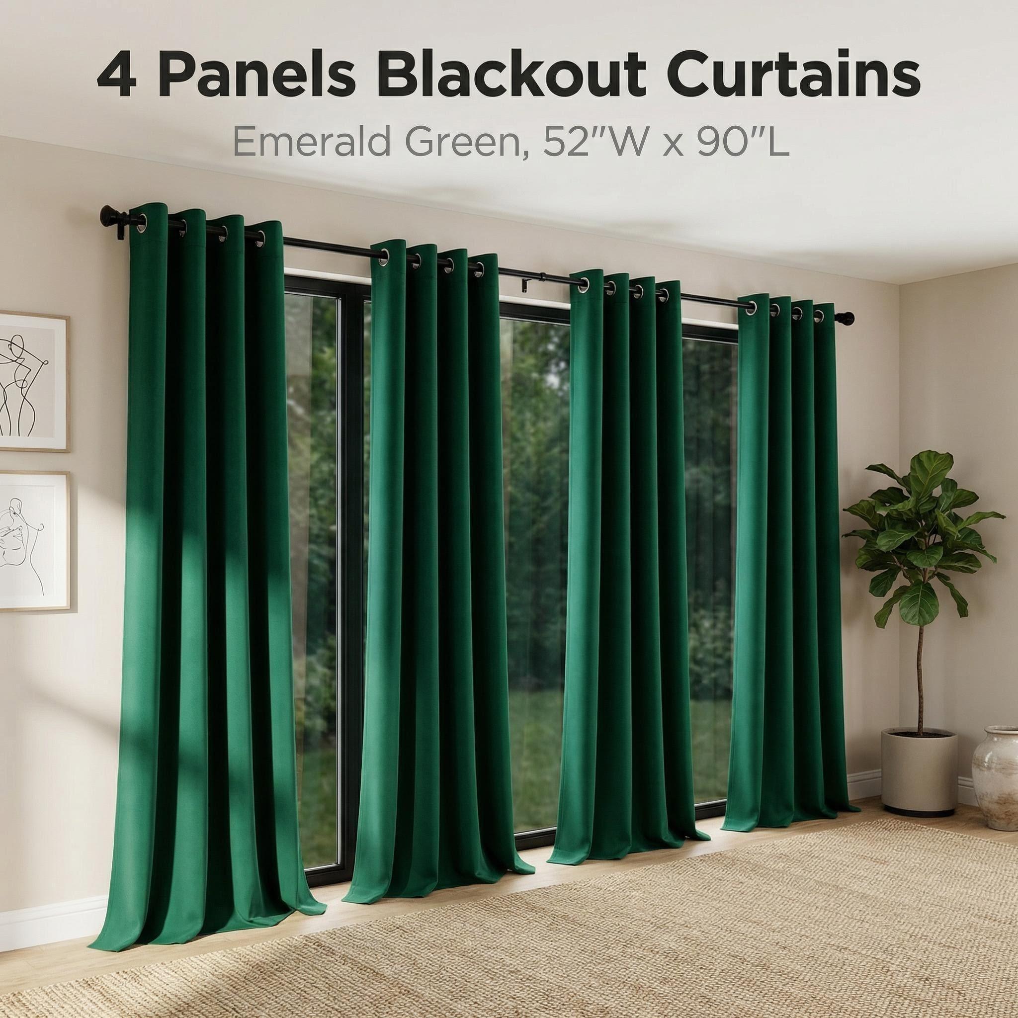 Window Wear 4 Panels 52X90 Inch Blackout Curtains Solid 100% Light Blocking Thermal Insulated Reduce Noise Curtains  Windowshades curtains curtains for bedroom cortinas para salas curtains for living room FT2571