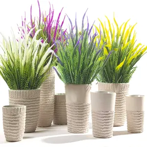 4PCS Artificial Plants Flowers Outdoor Fake Faux Plastic Plants Greenery Shrubs Bushes Home Garden Front Porch Yard Decor