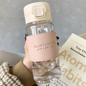 500ML Portable Straw Water Bottle, High Temperature Resistant Flip-Top Bottle, Leak-Proof Plastic Drinking Cup for Milk, Coffee, Tea and Juice, Suitable for Outdoor Sports, Fitness, Travel, Office Work and School Use.