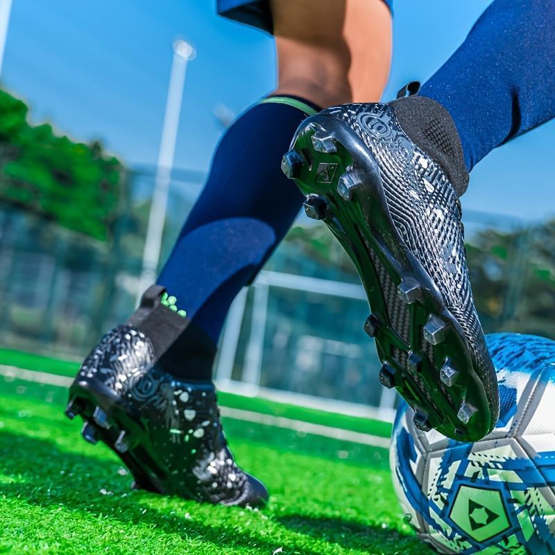 Youth Soccer Cleats High-Top Long Studs Training & Match Sports Shoes, Non-Slip, Abrasion-Resistant PU Upper, Fabric Inner, TPU Sole, Lace-Up Closure, with Camouflage Pattern for Boys, Suitable for Ages 14+, All-Season