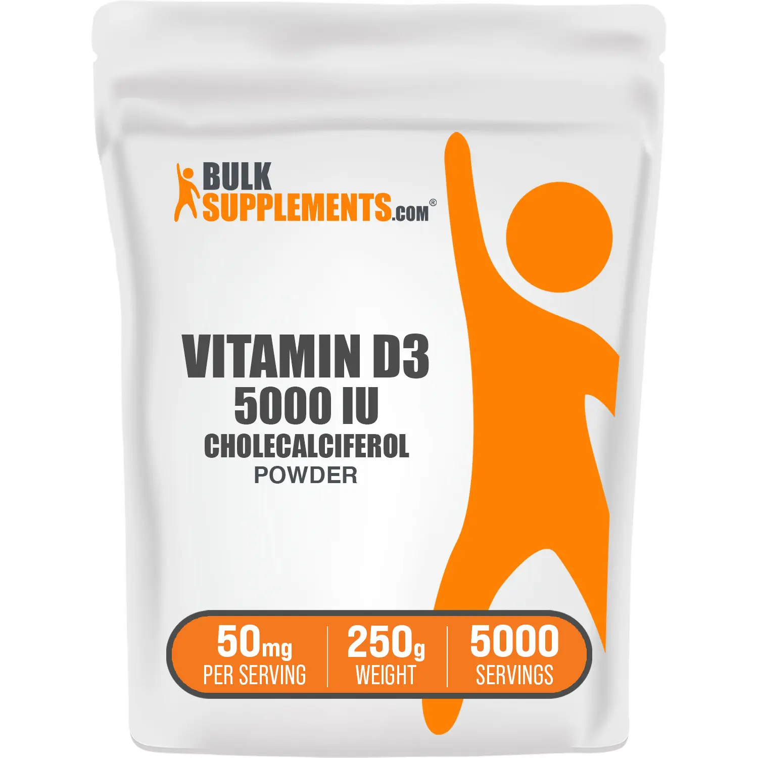 BulkSupplements Cholecalciferol Vitamin D3 Powder - Daily Dietary Immune Vitamins Supplements - Bone Health Support - 50mg per Serving, 250g