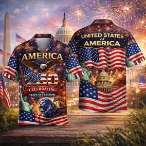USA 250th Anniversary Hawaiian Shirt, Celebrating 250 Years Of Freedom Patriotic Shirt, Independence Day 4th of July Gift