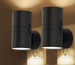 LED Night Lights Plug into Wall,Dusk to Dawn Sensor, Soft White 3000K, 0-100LM Adjustable Brightness, Modern LED Night Light  for Bedroom Hallway Stairway 2Pack