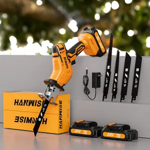 HANWISE cordless electric reciprocating saw, equipped with blade set, suitable for cutting wood/metal/PVC, with multiple functions, suitable for woodworking and home repair tools