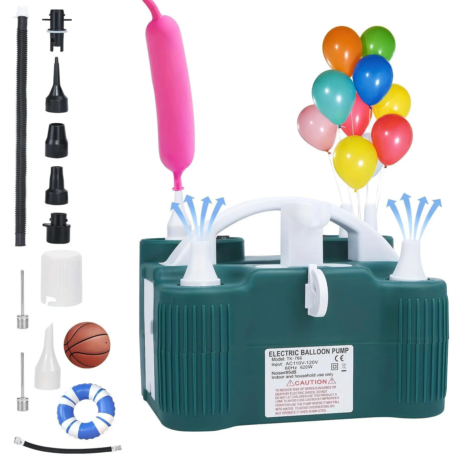 Balloon Pump Electric 3-In-1 Portable Air Pump for Inflatables And Balloons, Fast Inflation for 260Q Foil Mylar Latex Double-Stuffed Balloons, Inflator Deflator for Pool, Without Battery