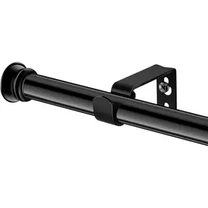 Small Decorative Black Curtain Rods for Windows 30" to 45" 5/8 Inch Standard with Brackets Easy to Install for Bedroom Living Room Kitchen