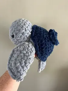 Blueberry Shell Crochet Turtle - Handmade Plushie, Unique Design, Soft Polyester Yarn