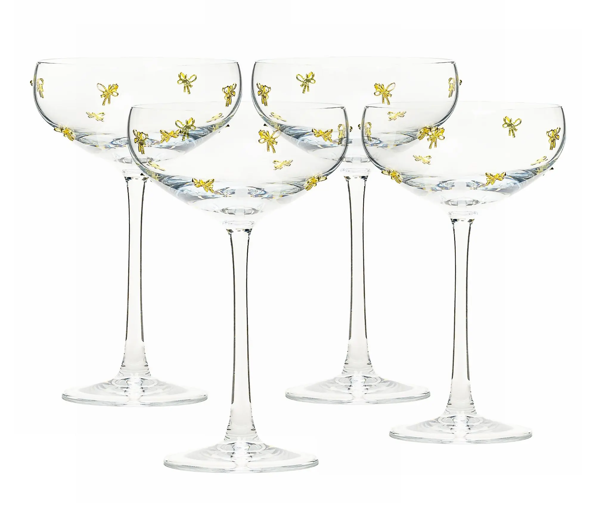 10 Strawberry Street Set of 4 Gold Bow Champagne Coupe Glasses 10 Strawberry Street Set of 4 Gold Bow Champagne Coupe Glasses