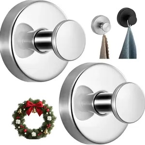 2025 Suction Cup for Wreaths on – No for Bathrooms, Suction Cup for Towels, Robes, Decorations on Window, Mirror, or Tile (Silver 2PCS)