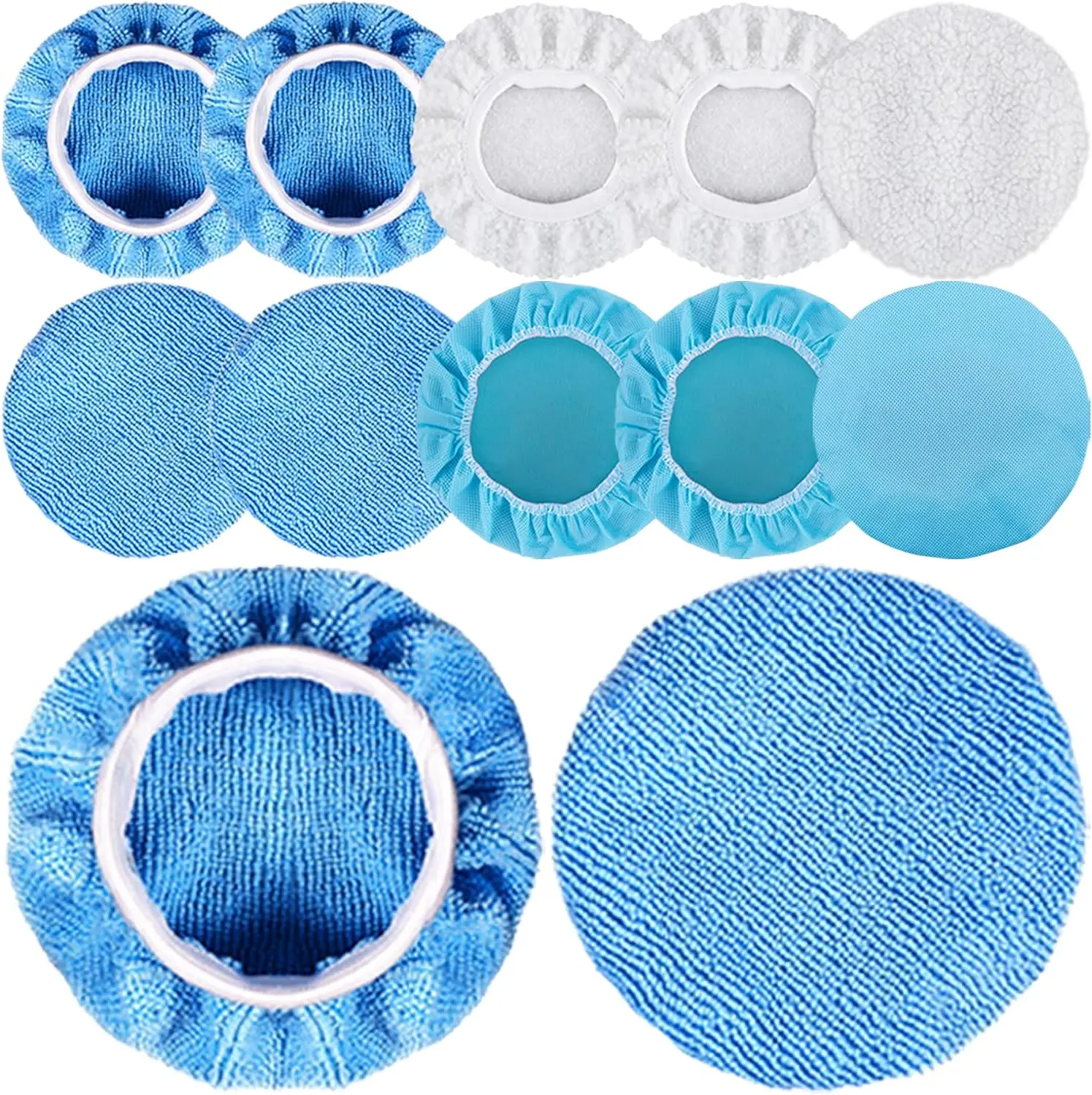 12 count  Polisher Pad Bonnet 5-6 Inch Polishing Bonnets Microfiber Waxer Bonnet Polishing Pad Bonnet Buffing Pad Cover Buffer Bonnets for  Polisher