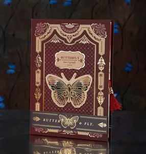 Vintage butterfly Hardcover Handbook: Creative Multi-functional Color Inner Page 112 Sheets Notebook; 6-1/2 in x 4-1/2 in
