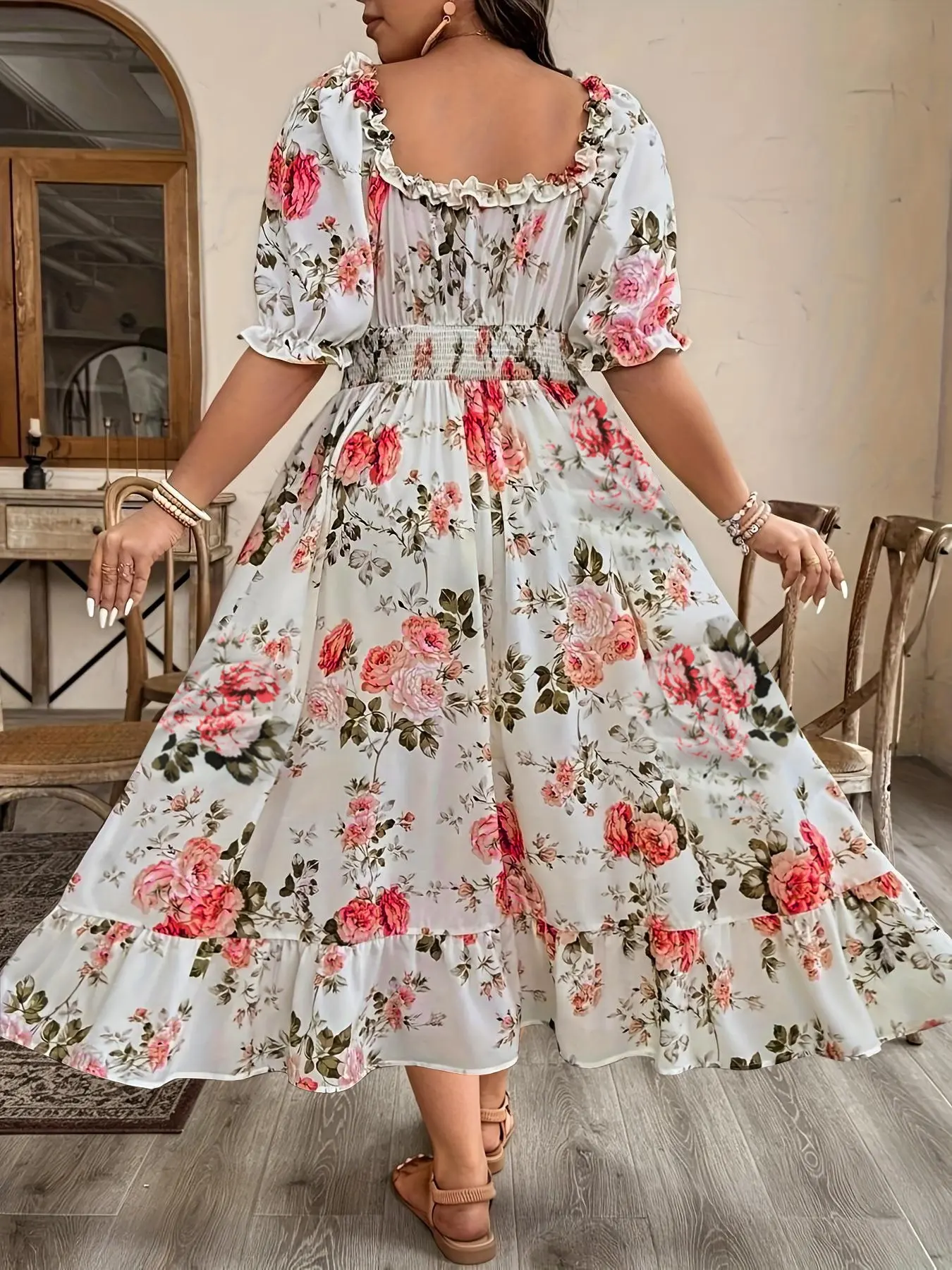 Women's Casual Elegant Floral Print Woven Dress, Loose-Fitting Boho Style  Dress for Spring & Summer, Perfect for Daily Wear & Leisure Activities,  Womenswear - TikTok Shop