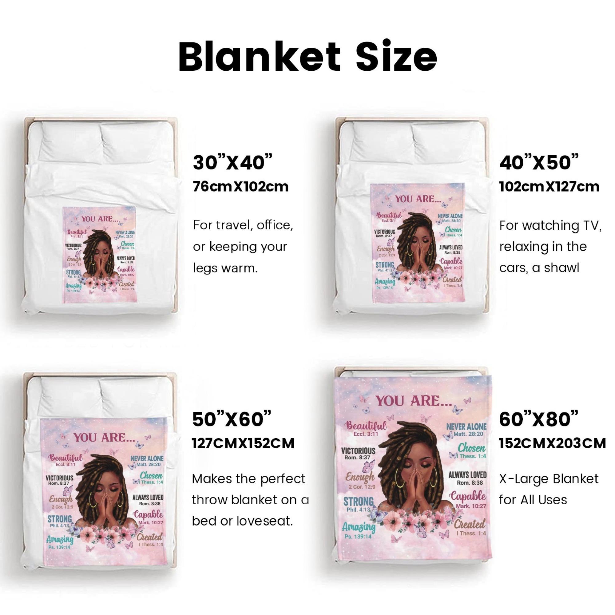 Christian Affirmation Blanket for Women, “You Are” Inspirational Bible Verse Throw, Faith-Based Gift, Religious Encouragement Blanket with Butterfly & Floral Design, Birthday Christmas Gift for Her