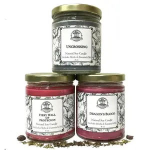 Uncrossing & Protection Soy Candle Set for Cleansing, Removing Negative Energy & Defense Magic
