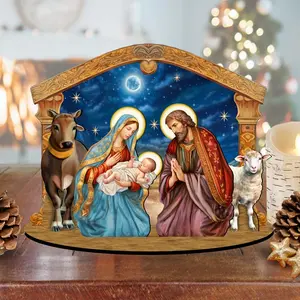 Designocracy 852764-07 6.5 in. Holy Family Nativity Scene Decorative Village Holiday Decor