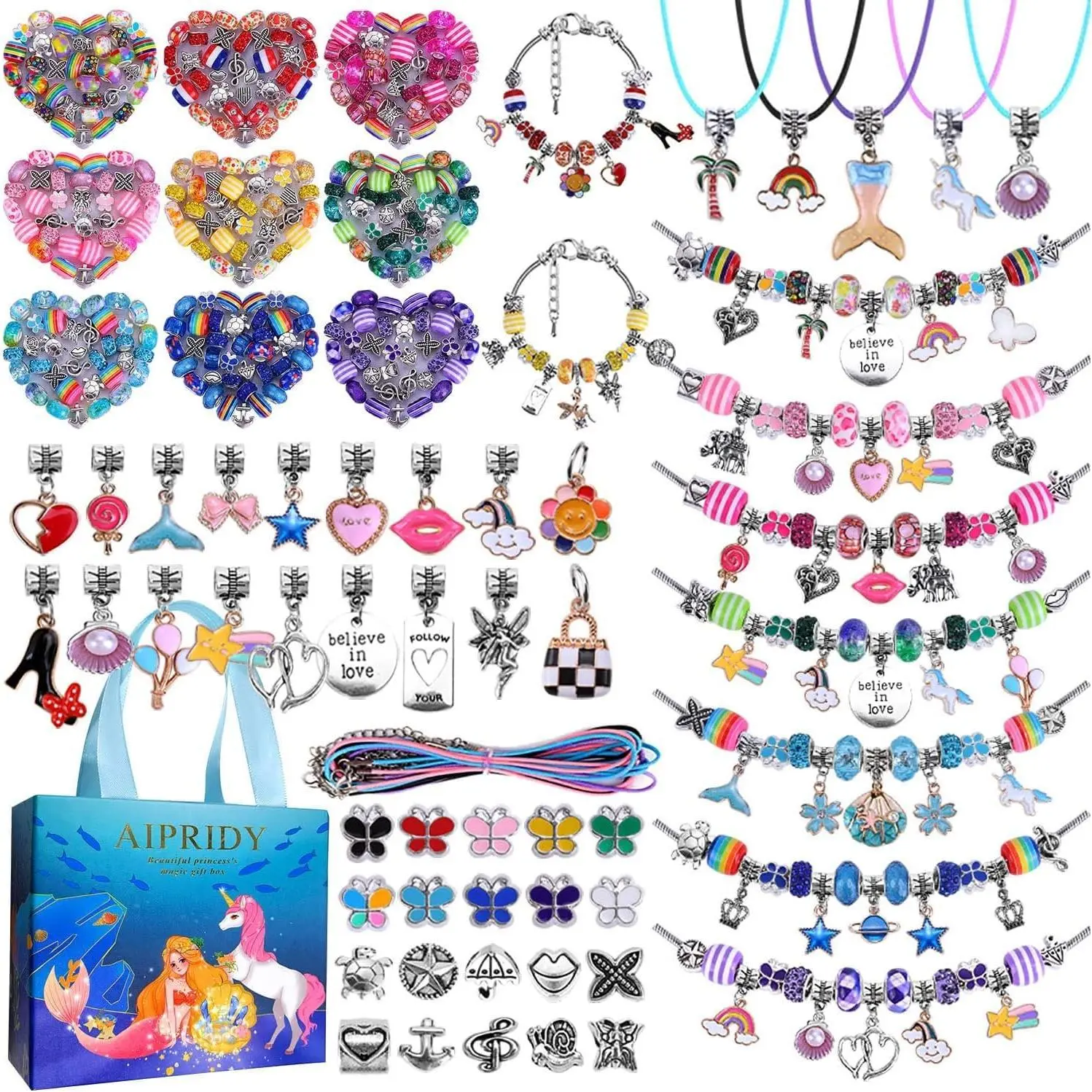Jewelry Making Complete Charm Bracelet Kit with Resin Beads, Aqua Box, Mess-Free Beads Making Supplies for 4-12 Years Girls - Halloween, Christmas Craft Set to Inspire Imagination & Creativity