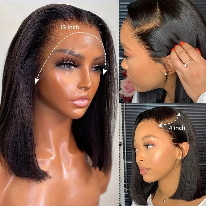24K Extensions 13x4 Lace Frontal Wig Bobo Medium Straight Hair 10-16inch Short Straight Bob Wig Straight Brazilian 100% Human Hair Bobo