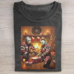 Unbox The Gift With Jason and Myers Christmas Funny T-Shirt, Meme Graphic Shirt, Famous Character Sweaters, Ideal Gift For Holiday, Unisex Clothing