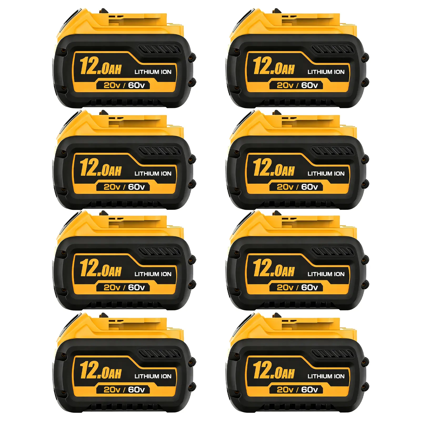8-Pack 12000mAh Replacement Battery for Dewalt 20V/60V Flexvolt, Compatible with DCB606/DCB609/DCB612/DCB200 Series Lithium Batteries Yellow