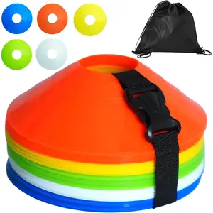 Pro Disc Cones (Set of 50) – Soccer Cones for Training with Drawstring Bag & Strap – Agility Cones for Basketball, Football, and Sports Drills
