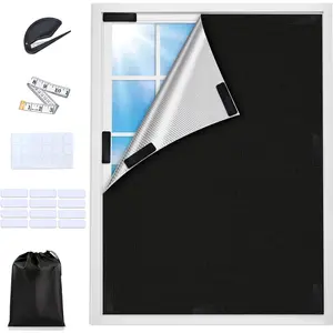 100% Blackout Portable Cuttable No Drill Blackout Curtains Window Blinds for Bedroom RV Travel Media Room 39'' x 57''