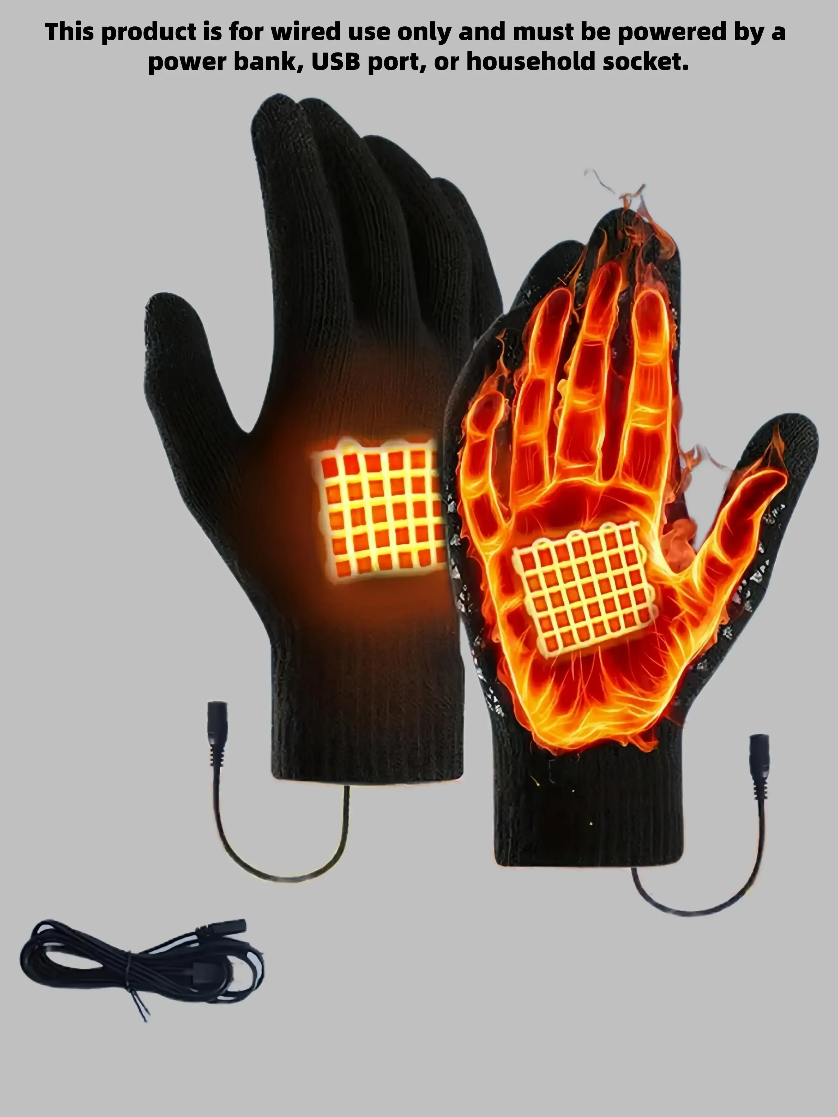 USB Heated Gloves, Touch Screen Compatible, Warm Heating, Elastic Cuffs, Thickened Non-slip Design, Wear-resistant, without Battery, USB Can Only Be Used When Plugged In, Suitable for Winter Unisex, Valentine's Day Gift