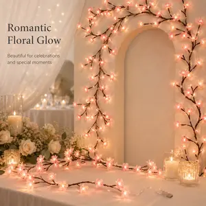 LED Willow Vine Branch Lights for Wall, 72/96 LED Cherry Blossom Twig Garland, Indoor Decorative Fairy Lights for Bedroom, Living Room, Window, Fireplace, Mantel, Hallway, Apartment, Wedding, Party, Holiday & Christmas Home Decor