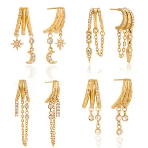 Stainless Steel Tassel Earrings Ear Cuffs Titanium Steel Earrings Non-fading Jewelry with Tassels and Pearls Drop Earrings Fashion Accessories