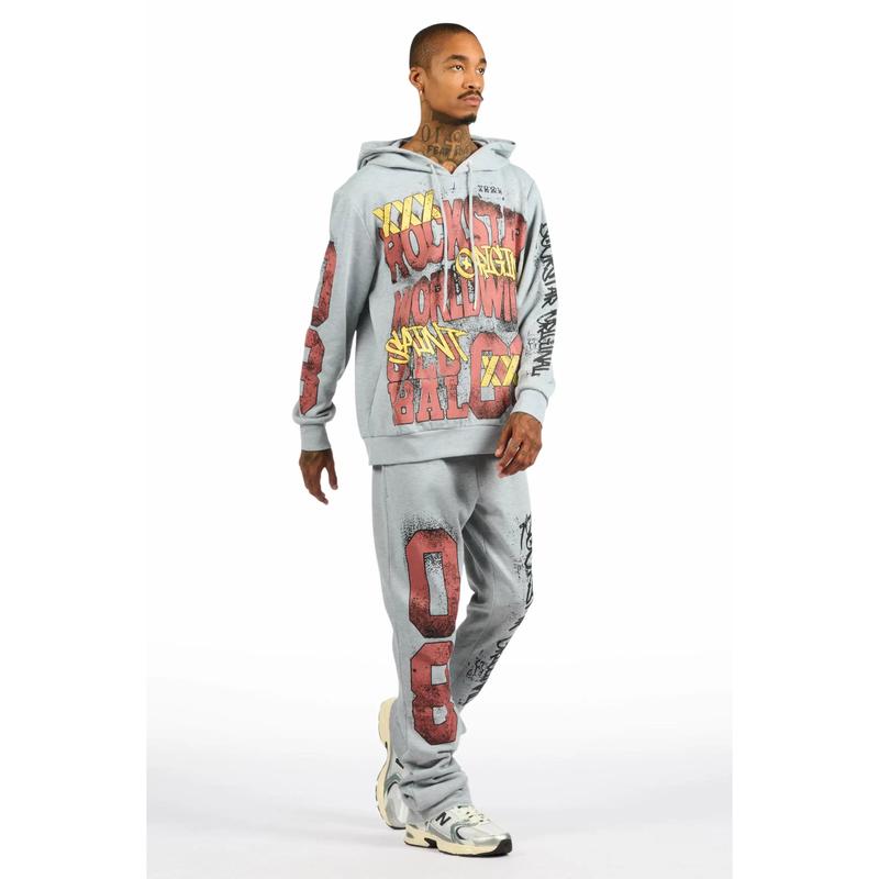 Parco Heather Grey Hoodie Stacked Track Set