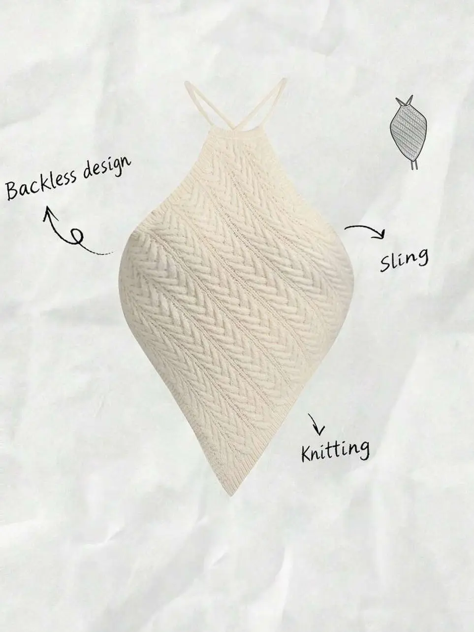 Women's Solid Backless Knit Top, Lightweight Sleeveless Sweater for Summer Outings