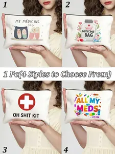 Pill Storage Case - with zipper, 'Medicine Bag' printed, small-capacity first aid kit for outdoor travel and office use, portable pill box, first aid kit and medication container. Camping medical first aid kit, emergency medical set.