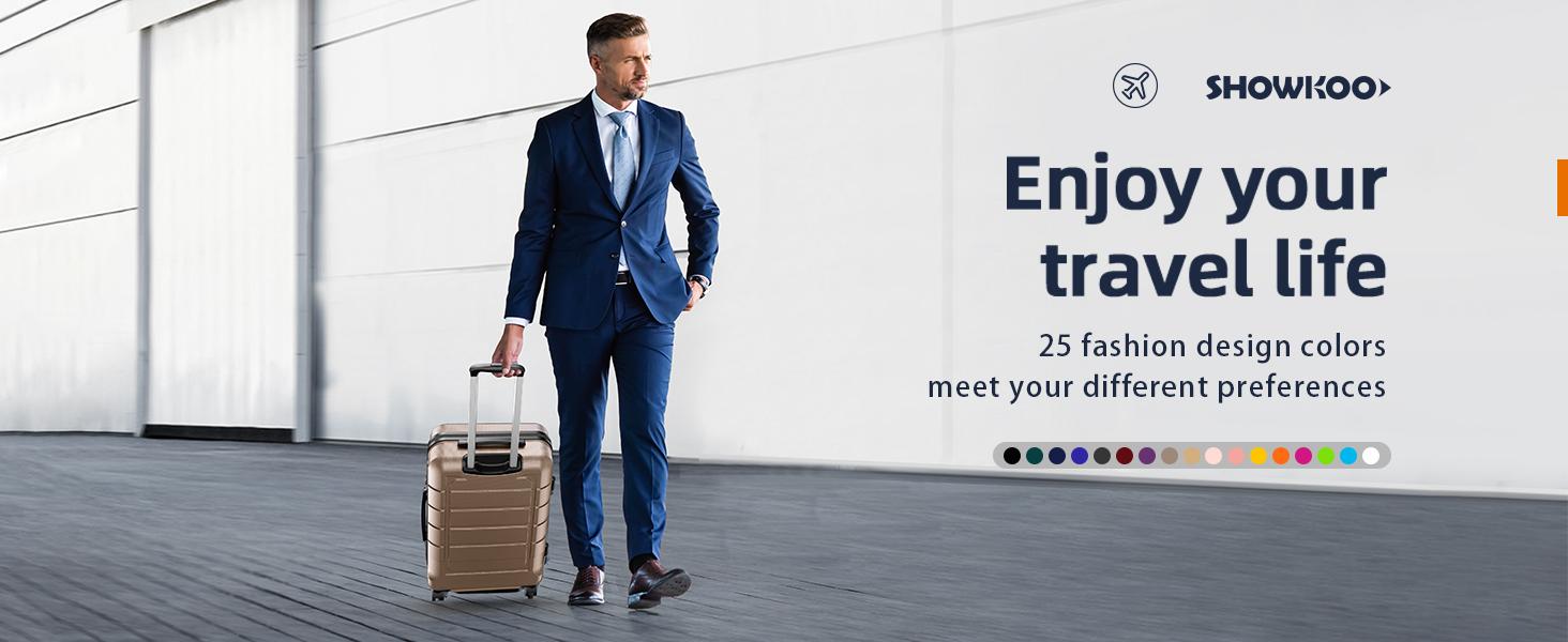 SHOWKOO 3-Piece Luggage Sets Expandable Full PC Durable Carry On Suitcase Sets Double Wheels TSA Lock High-quality for Travel, School, Business SHOWKOO 3-Piece Luggage Sets Expandable Full PC Durable Carry On Suitcase Sets Double Wheels TSA Lock High-quality for Travel, School, Business