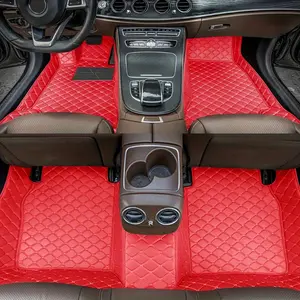 Premium Red Quilted PU Leather All-Weather Car Floor Mats for Infiniti G25 G35 G37 Q40 Sedan 2006-2015 - Waterproof, Ergonomic Design with Diamond Stitching, Easy to Clean & Durable, Allweather Mats | Quilted PU Leather Mats | Durable Floor