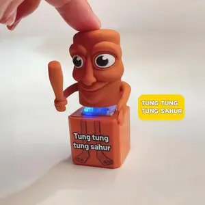 Funny Italian Brainrot Tung Tung Sahur Realistic Sound Keychain, Light Up Keys, Stress Relief Desk Ornament, 1 Count, Humorous Office Accessory