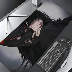 Anime Dark Gothic Girl Design Large Gaming Mouse Pad,Aesthetic Desktop Drotection Pad,Washable Rubber Pad Non-Slip Lock Edge Multi-Size Mouse Pad Suitable For Home Office,Good Gift for Family and friends, Anime Mousepad