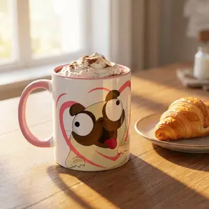 Pug Love Two-Tone Pink Dishwasher and Microwave Safe Mug