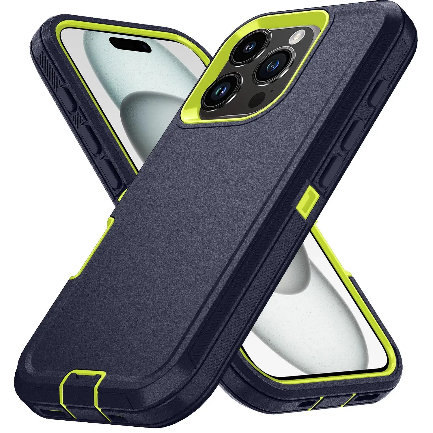 Heavy Duty Protection Shockproof Armor Defender Hard Shell Case - Hard Polycarbonate-TPU Back Cover for iPhone 11,12,13,14,15 Pro Max,X,XS,XR,XS Max,7,8 Plus,SE2,SE4 Mobile Phone Accessory, Iphone 15